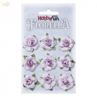 Hobbyfun - Florella - roosjes lila - 9 stuks