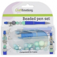CraftEmotions Kralenpennenset compleet hemelsblauw 3 stuks