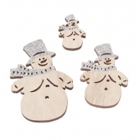 HobbyFun - Sneeuwman 4-9,5cm Zilver - 3 stuks