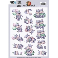 Yvonne Creations  -  Hippo Familie - 3D knipvel