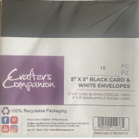 Crafters Companion 10 Cards & Envelopes 13x13cm Black &White