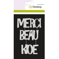 CraftEmotions Mask Stencil - Tekst Merci Beau Koe