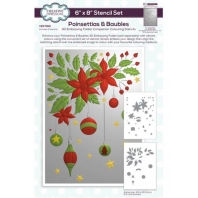 Creative Expressions Poinsettias & Baubles Companion Coloring Stencil