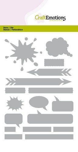 CraftEmotions Die - Swirl, tabs, balloons, banners, ....