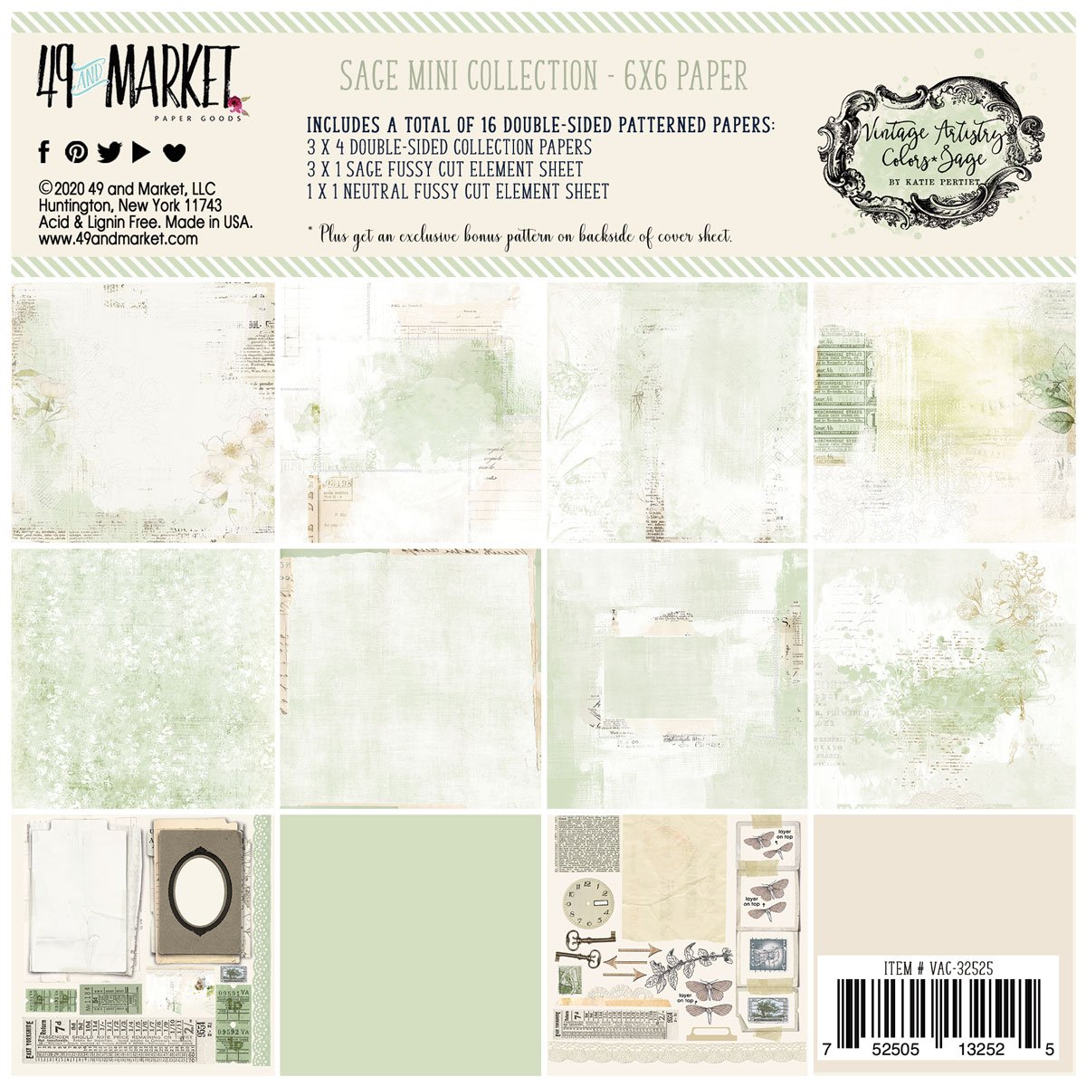 Sage Mini collection 15cm x 15 cm