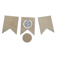 JoyCrafts Vlaggetjes hout met transparante bol 5 cm